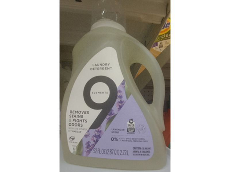 9 Elements Laundry Detergent, Lavender Scent, 92 fl oz/2.72 L