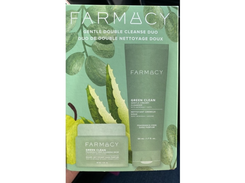 Farmacy Gentle Creamy Cleanser +Cleansing Balm Set, Green Clean, 1.7 fl oz/50 mL