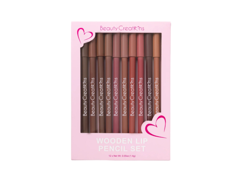 Beauty Creations Wooden Lip Pencil Set, 0.05 oz/1.4 g, Pack Of 12