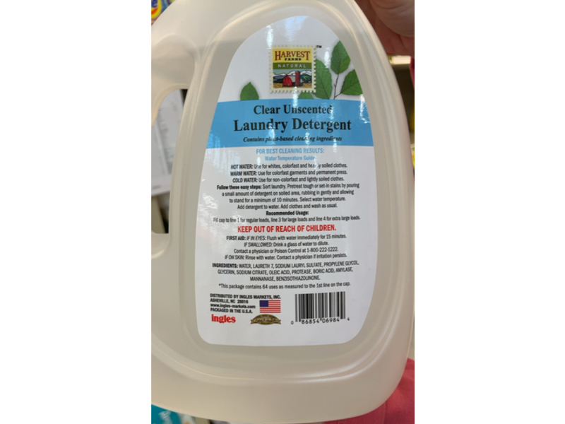 Harvest Farms Natural Laundry Detergent, Clear, 64 Loads, 100 fl oz/2.95 L