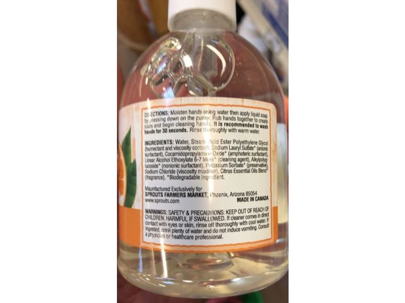 Sprouts Farmers Market Hand Soap, Citrus, 12 fl oz/355 mL