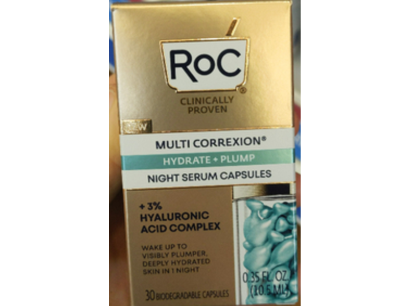 Roc Multi Correxion Night Serum Capsules, Hydrate + Plump, 0.35 fl oz/10.5 mL, 30 Count
