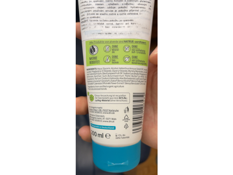 Alverde After Sun Lotion, Bio Aloe Vera, 200 mL