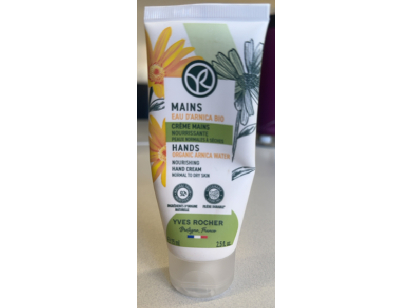 Yves Rocher Nourishing Hand Cream, Organic Arnica Water, 2.5 fl oz/75 mL