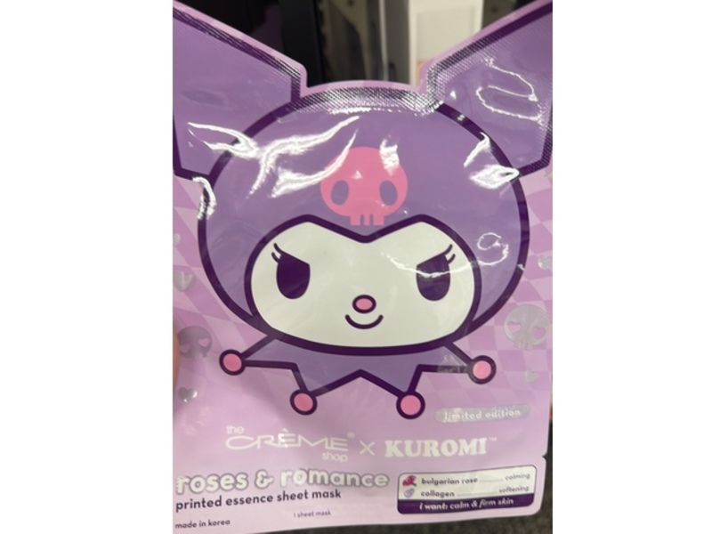 The Creme Shop X Kuromi Printed Essence Sheet Mask, Roses & Romance, 0.88 oz/25 g, Pack Of 3