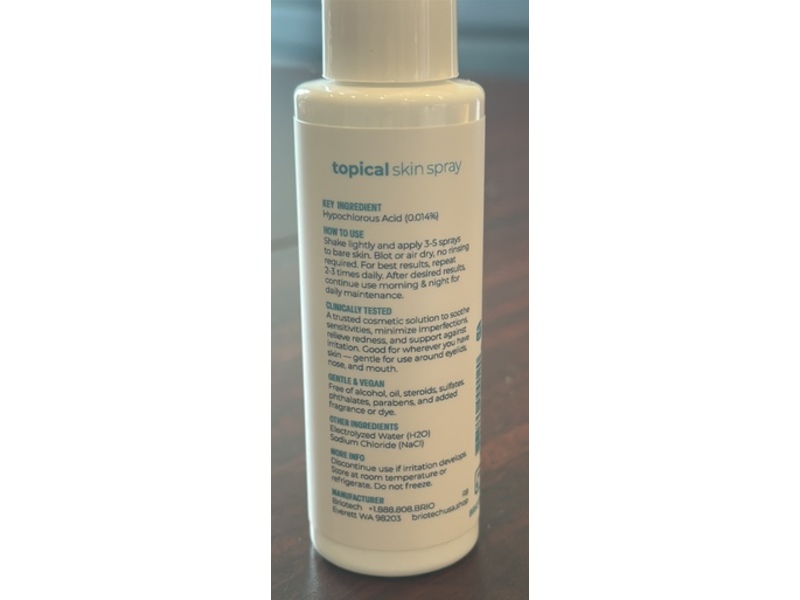Briotech Topical Skin Spray, Hypochlorous Acid 0.014%, 2 fl oz/60 mL