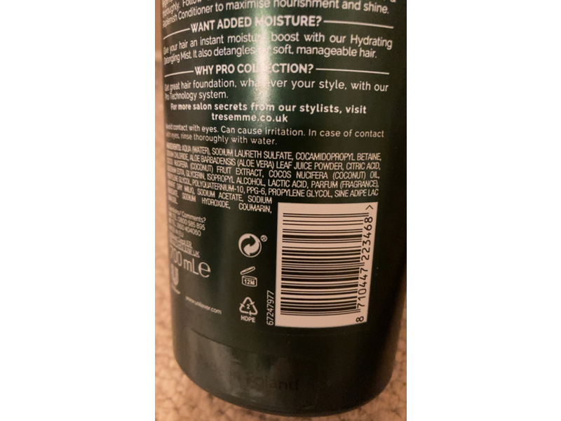TRESemme Botanique Nourish & Replenish Shampoo, Cconut Oil & Aloe Vera, 700 mL
