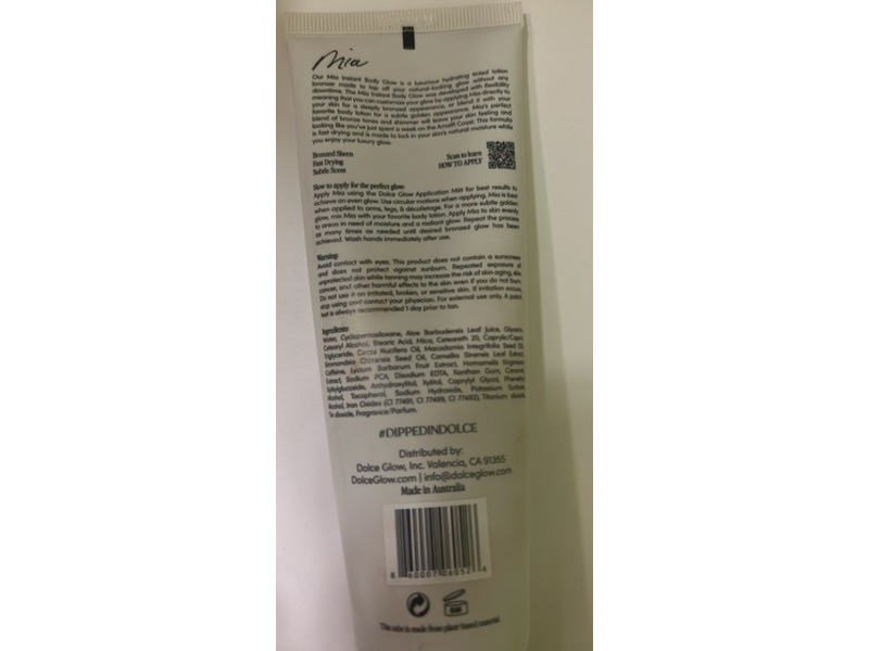 Dolce Glow Mia Instant Body Glow, 4.0 fl oz/118 mL