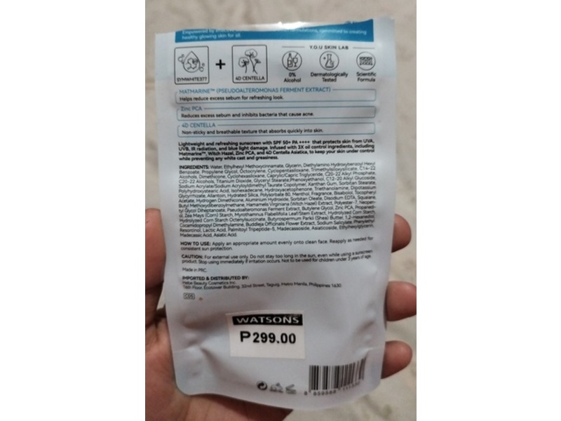 Y.O.U Sunbrella Triple UV Elixir Sunscreen, Fresh Touch, 1.01 fl oz/30 mL