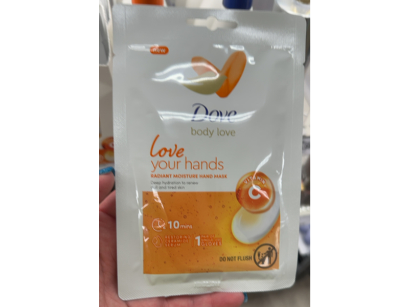 Dove Love Radiant Moisture Hand Mask, Vitamin C, 1 Pair