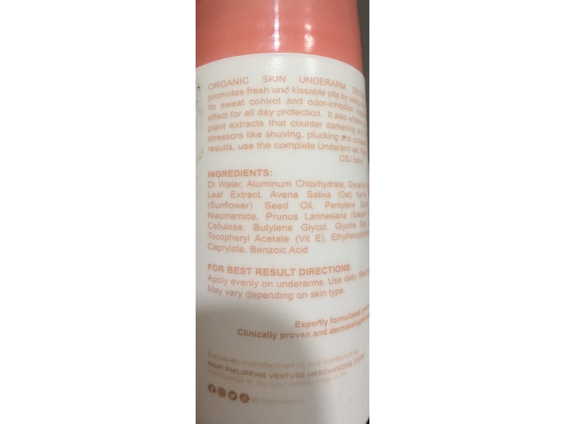 Organic Skin Brightening Expert Underarm Powder Dry Deo, 40 mL