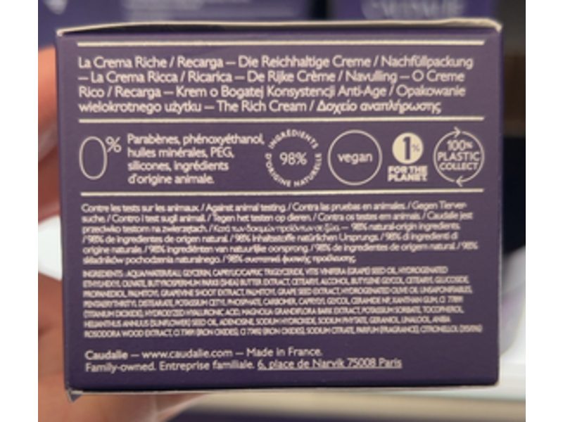 Caudalie Premier Cru The Rich Cream, 1.6 fl oz/50 mL