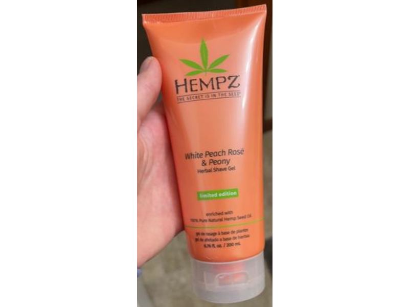 Hempz Herbal Shave Gel, White Peach Rose & Peony, 6.76 fl oz/200 mL