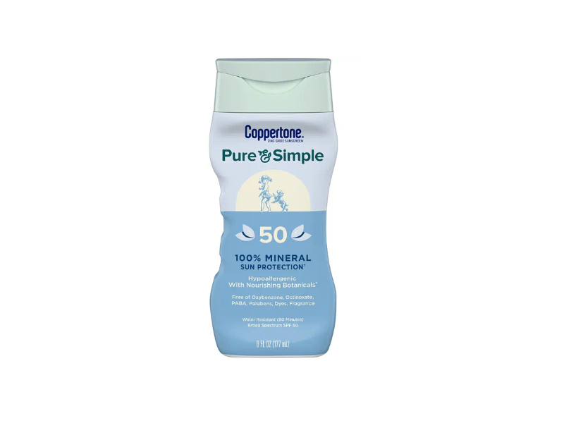 Coppertone Pure & Simple Sunscreen Lotion, SPF 50, 6 fl oz / 177 mL