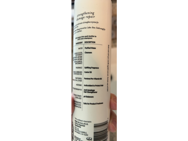 Pantene Damage Repair Shampoo, Castor Oil, 9.6 fl oz/ 285 mL