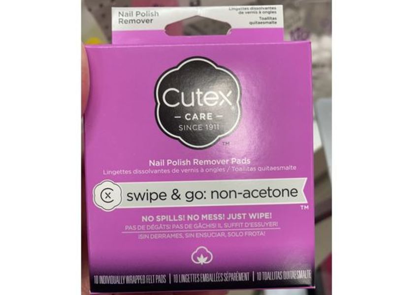 Cutex Care Nail Polish Remover Pads, Swipe & Go: Non-Acetone, 10 Counts