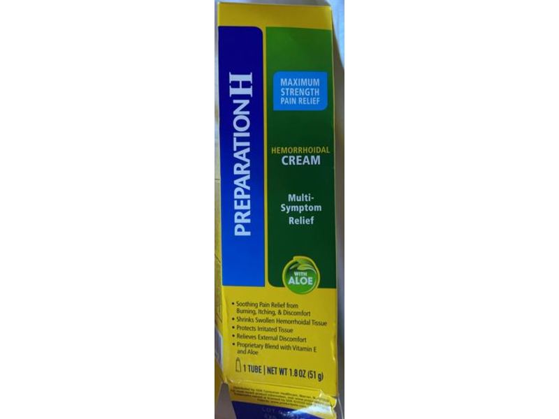 Preparation H Maximum Strength Pain Relief Multi - Symptom Relief Hemorrhoidal Cream, Aloe, 1.8 oz/51 g