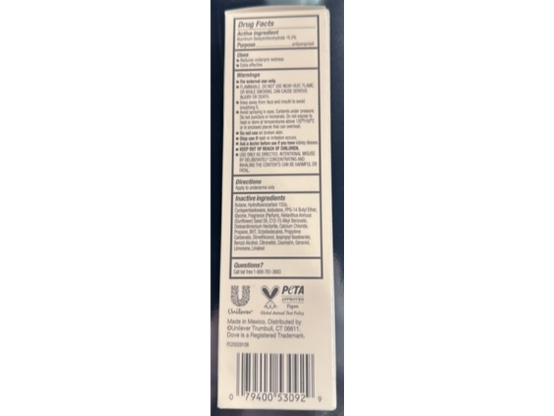 Dove Clinical + Care Antiperspirant Deodorant Dry Spray, Fresh Peach, 3.8 oz/107 g