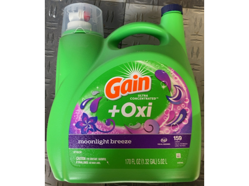 Gain +Oxi Liquid Laundry Detergent, Moonlight Breeze, 159 Loads ,170 fl oz/5.02 L