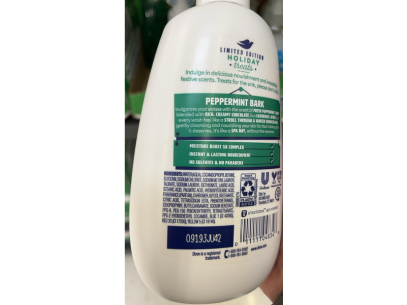 Dove Holiday Treats Deep Nourishing Hand Wash, Peppermint Bark, 12 fl oz