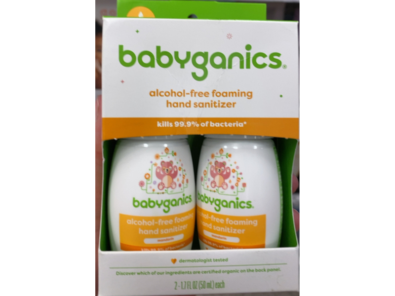 Babyganics Alcohol-Free Foaming Hand, Mandarin, 1.7 fl oz/25 mL, Pack Of 2