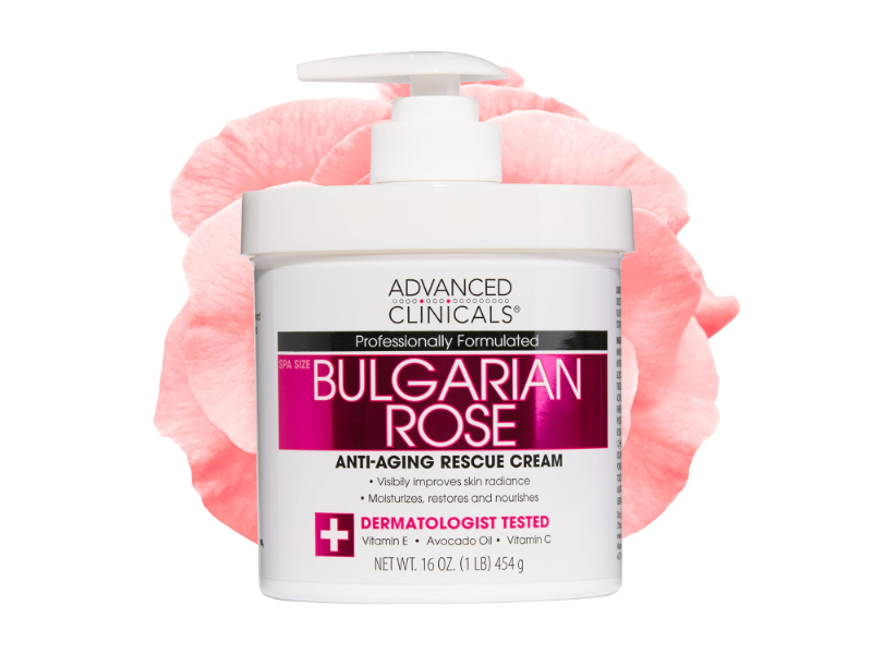 Advanced Clinicals Anti Aging Rescue Cream, Bulgarian Rose , 16 oz/454 g