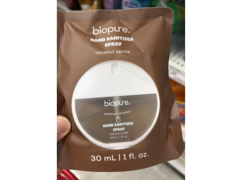 Biopure Hydrating Hand Sanitizer Spray, Coconut Vanilla, 1 fl oz/30 mL