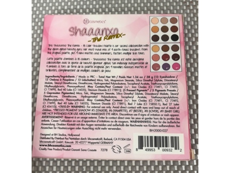 BH Cosmetics Shaaanxn Shadow Palette, The Remix, 1.34 oz/38 g