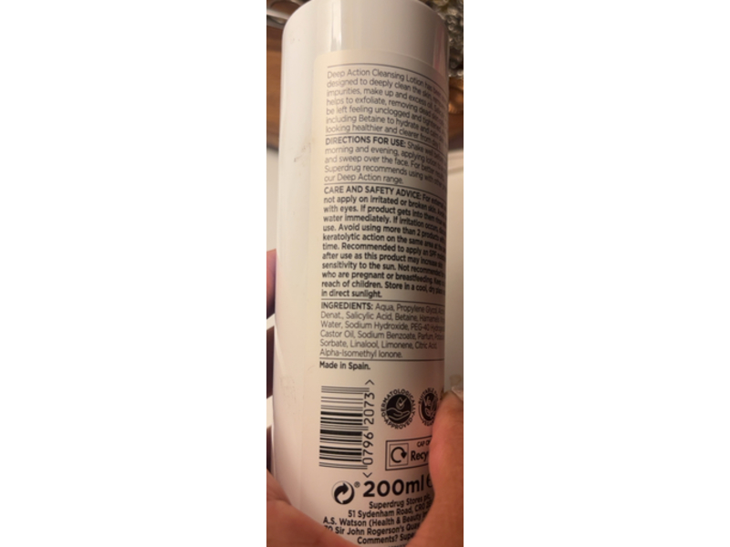 Superdrug Deep Action Cleansing Lotion, 2% Salicylic Acid, 200 mL