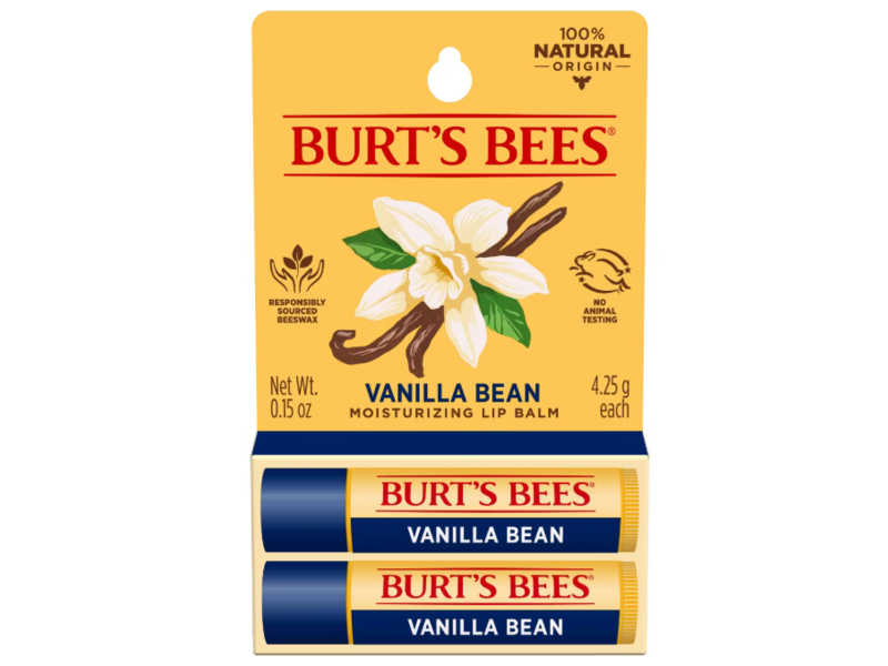 Burt's Bees Moisturizing Lip Balms, Vanilla Bean, 0.30 fl oz/8.50 g, Pack Of 2