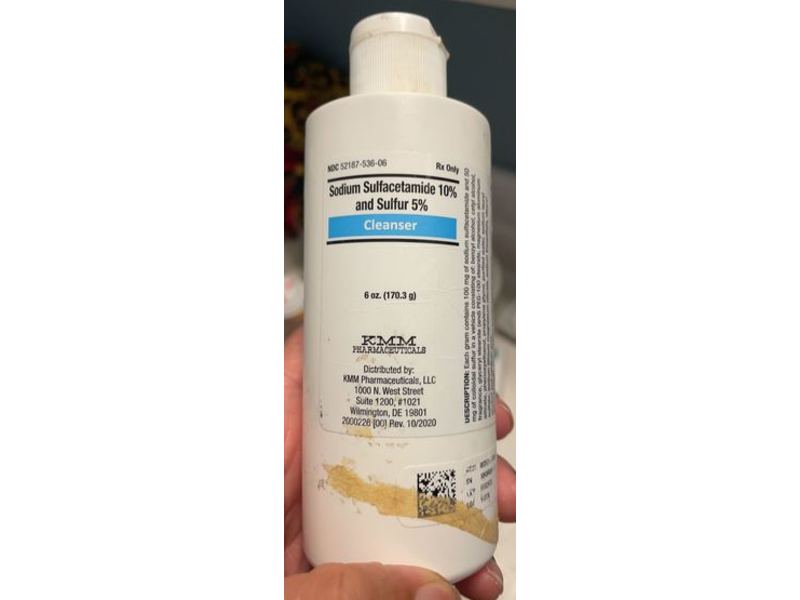 Sodium Sulfacetamide 10% and Sulfur 5% Cleanser 6 oz, KMM Pharmaceuticals (RX)