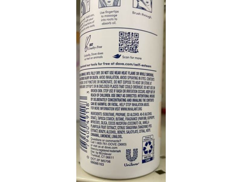 Dove Dry Shampoo, Orange Blossom, 5 oz/141 g