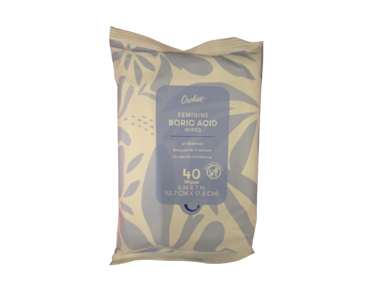 Orchid Feminine Wipes, Boric Acid, 40 Count