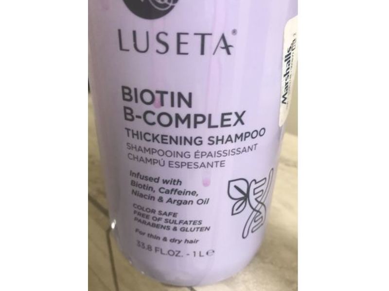 Luseta Biotin B-Complex Thickening Shampoo, Biotin, Caffeine, Niacin & Argan Oil, 33.8 fl oz/1 L