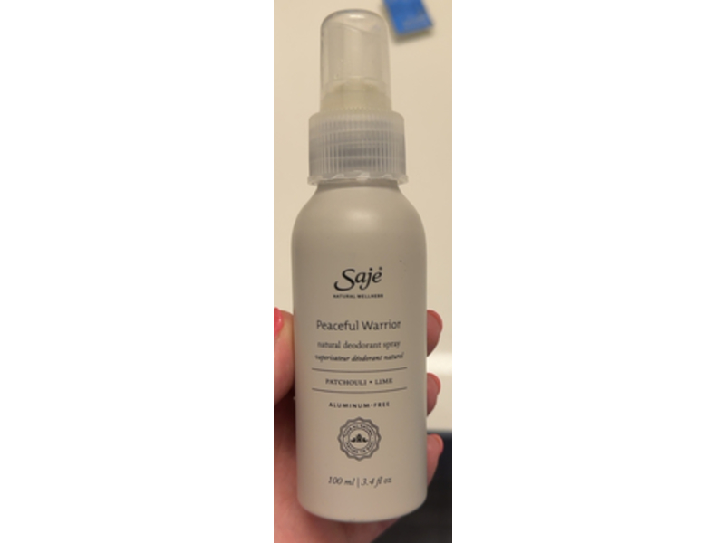 Saje Peaceful Warrior Natural Deodorant Spray, Patchouli & Lime, 3.4 fl oz/100 mL