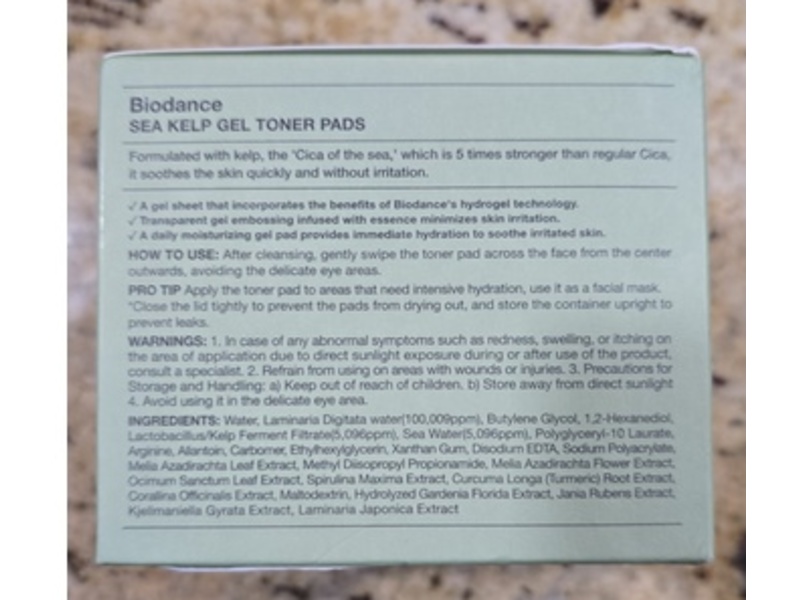 Biodance Gel Toner Pads, Sea Kelp, 4.93 oz/140 g, 60 Count