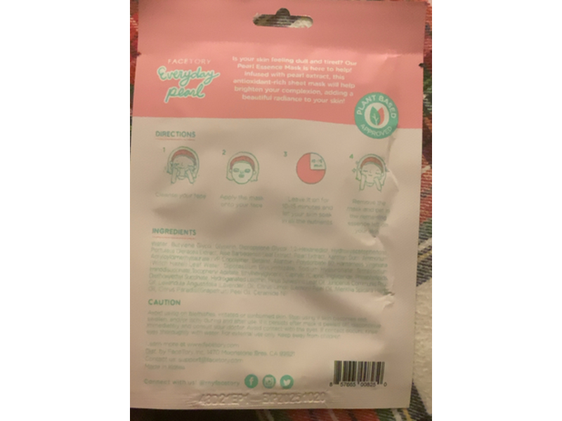 FaceTory Everyday Pearl Brightening Mask, 0.81 fl oz/23 g, Pack Of 10