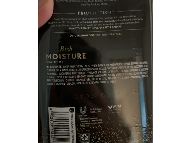 TRESemme Rich Moisture Shampoo, +Hyaluronic Plex, 28 fl oz/828 mL, Pack Of 2