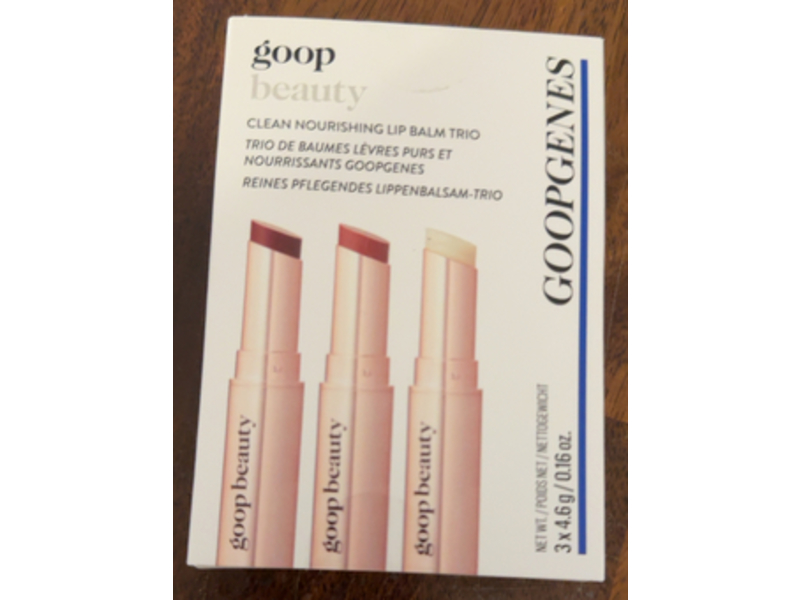 Goop Beauty Clean Nourishing Lip Balm Trio, Clear, Garnet & Rose, 0.16 oz/4.6 g