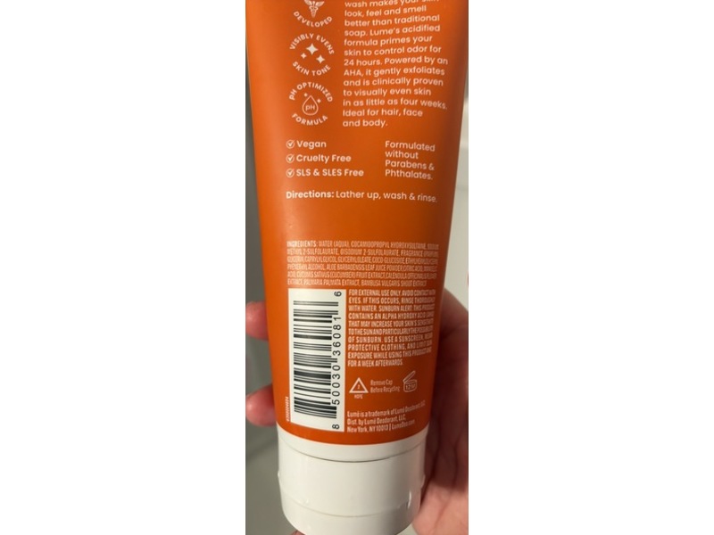 Lume Acidified Body Wash, Toasted Coconut, 7 fl oz/207 mL