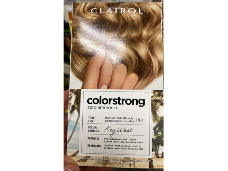 Clairol ColorStrong Permanent Hair Dye Kit, 8.1 Medium Ash Blonde Key West