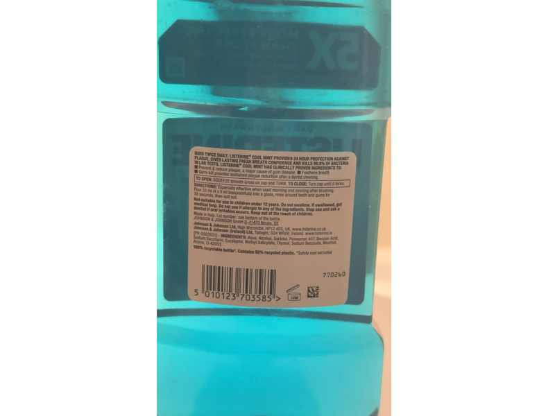 Listerine Daily Mouthwash, Cool Mint, 500 mL