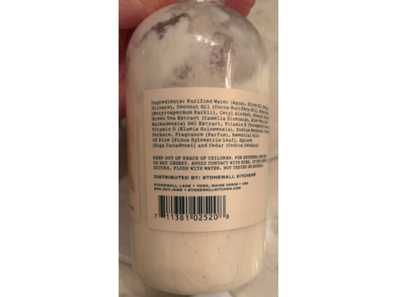 Stonewall Kitchen Hand Lotion, White Pine, 16.9 fl oz/500 mL