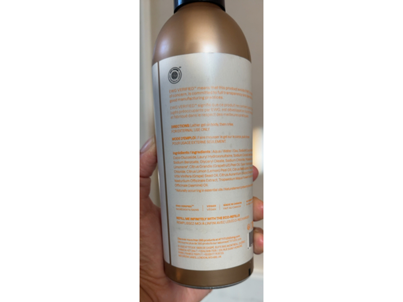 Attitude Super Leaves Shower Gel, Petitgrain & Jasmine, 16 fl oz/473 mL