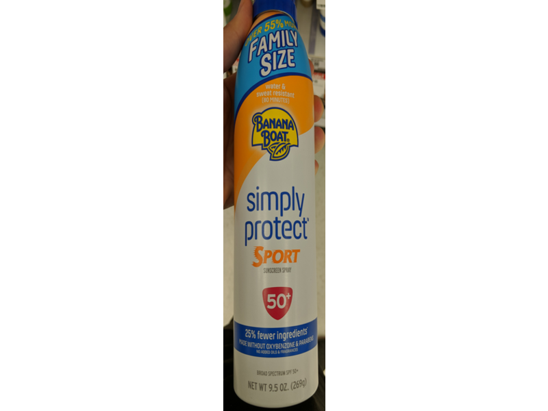 Banana Boat Simply Protect Sport Sunscreen Spray, SPF 50+, 9.5 oz