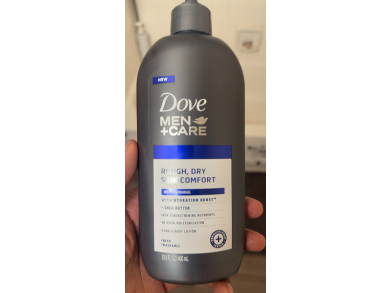 Dove Men + Care Skin Comfort Moisturizing Hand & Body Lotion, Replenishing, 13.5 fl oz/400 mL