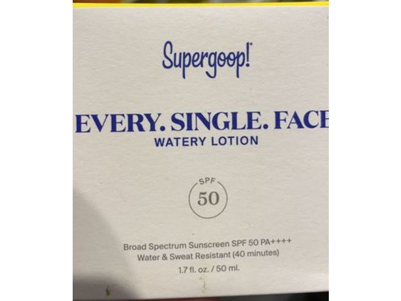 Supergoop! Every. Single. Face. Watery Lotion, SPF 50, PA++++, 1.7 fl oz/50 mL