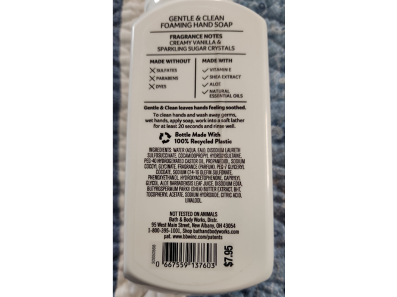 Bath & Body Works Gentle & Clean Foaming Hand Soap, Warm Vanilla Sugar, 8.75 fl oz/259 mL, Pack Of 2