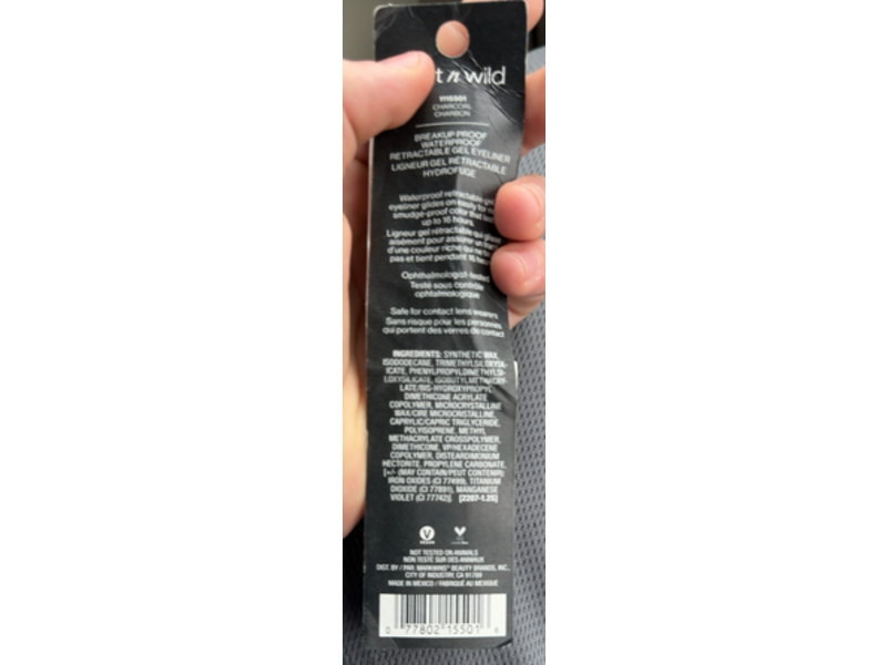 Wet N Wild Breakup Proof Waterproof Retractable Gel Eyeliner, Charcoal Charbon, 0.008 oz/0.23 g, Pack Of 2