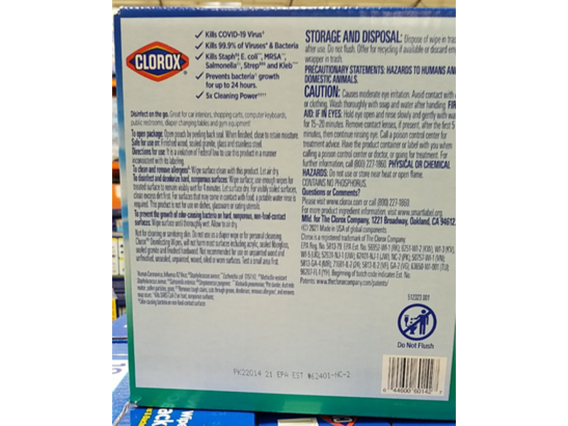 Clorox Disinfecting Wipes, Fresh Scent, 20 Count, Pack Of 180
